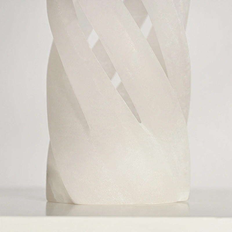 Hollow twisted alabaster stone vase