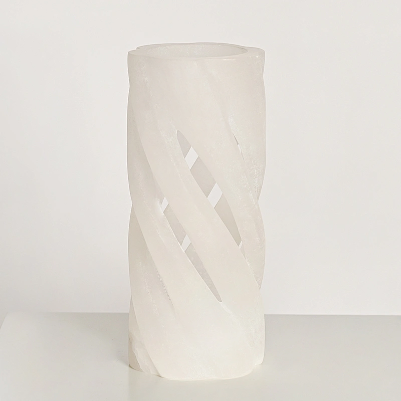 Hollow twisted alabaster stone vase